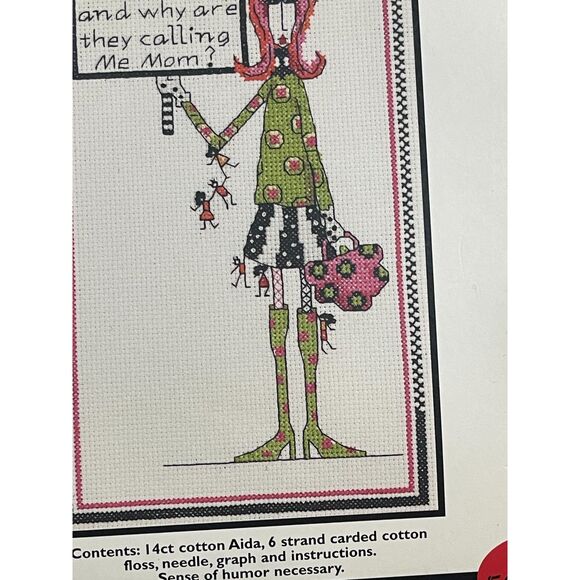 Dolly Mamas Cross Stitch Kit 019-0405 WHO ARE THESE KIDS...Mom Janlynn 6x10" NEW - Picture 3 of 5